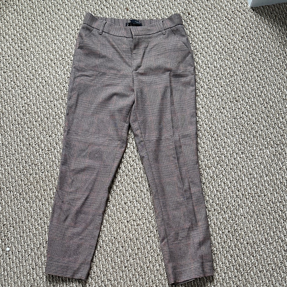 Zara  Women’s Tan Checkered Dress Pants